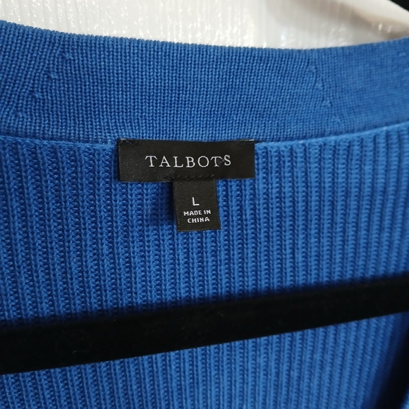 Talbots Women’s Large  Blue Ombre Cardigan Classic Rib Knit Button Front - Picture 2 of 7